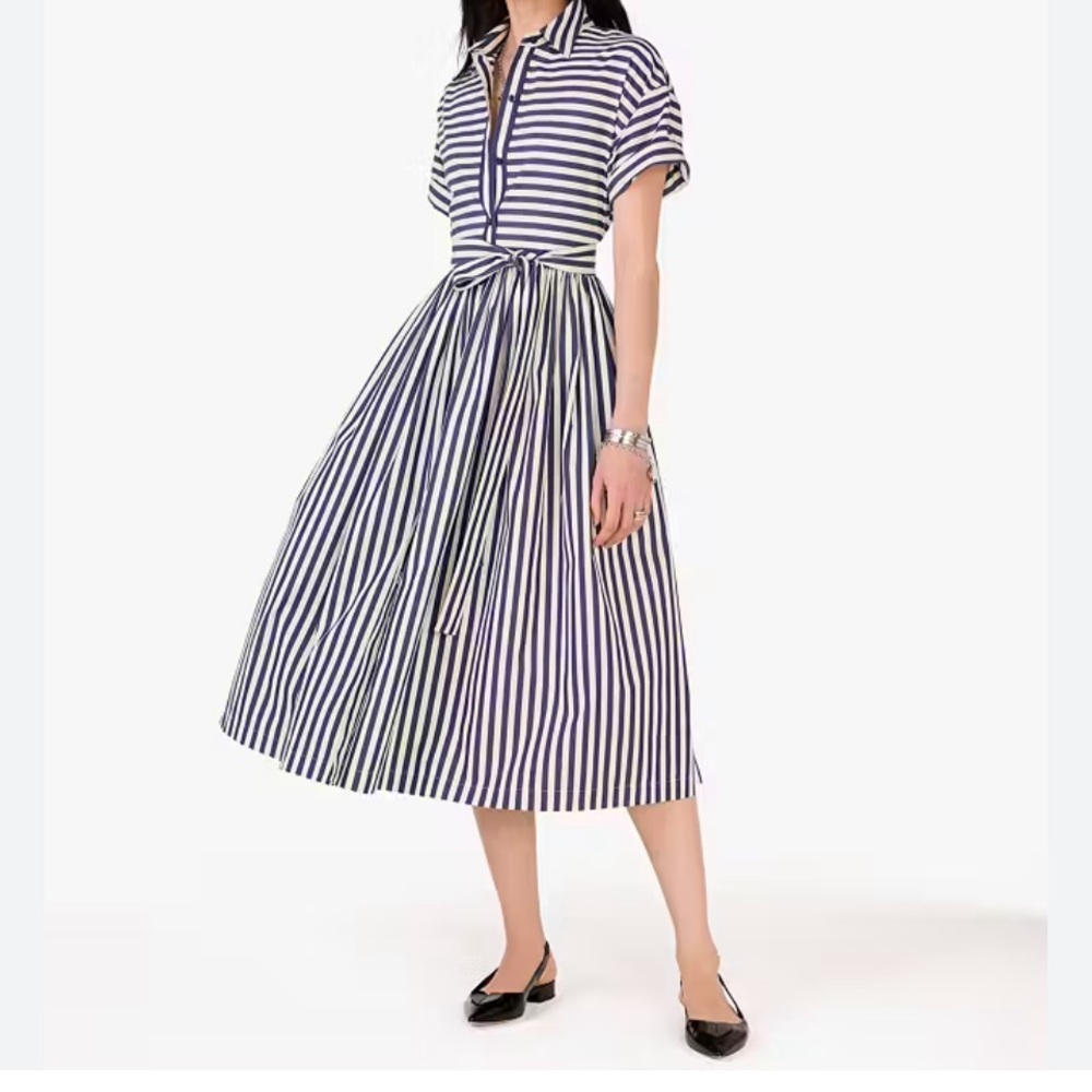 Kate Spade Striped Midi Shirt Dress Med